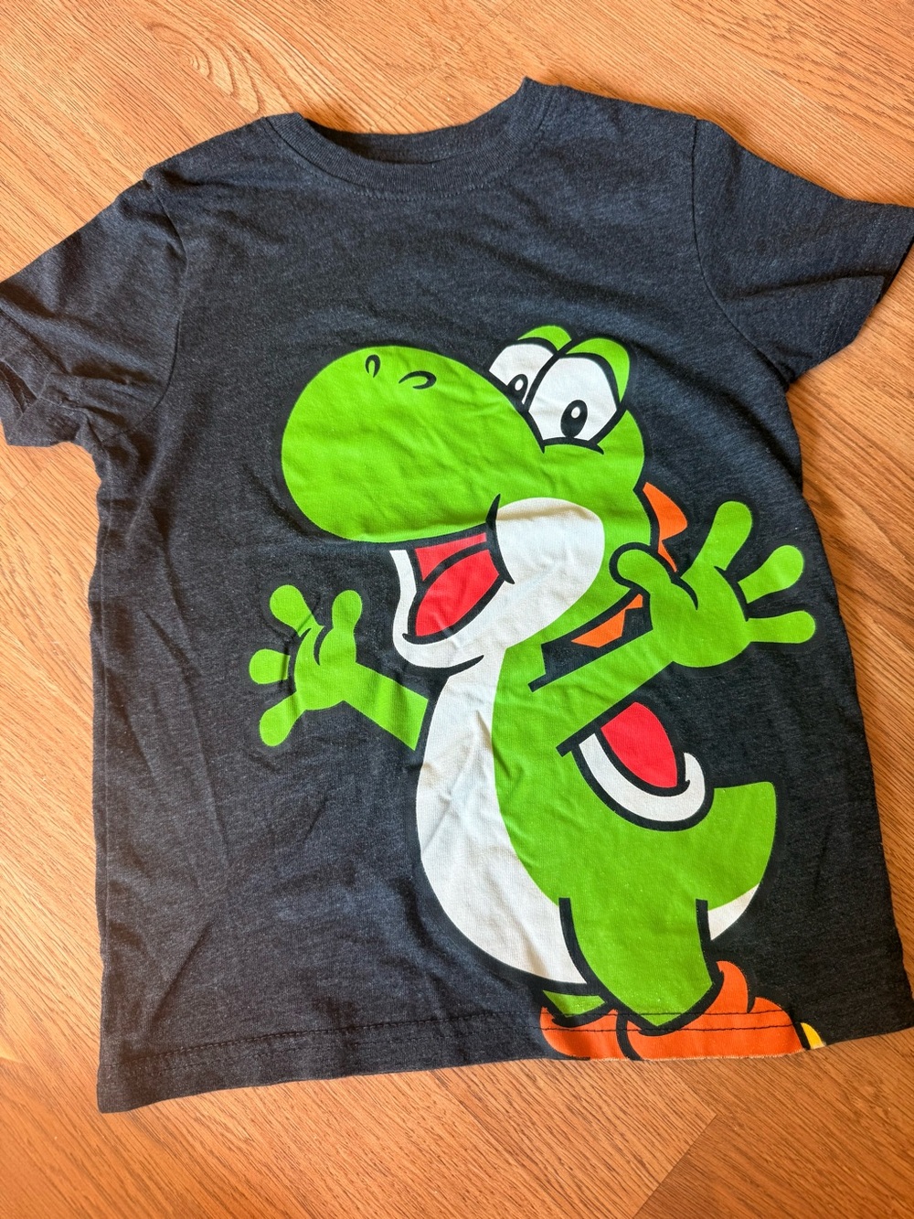 Super Mario Black Tee with Large Green Yoshi Graphic 5 Small